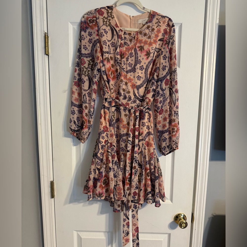 LOFT | Paisley Floral Long Sleeve Mini Dress